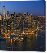 Illuminated Lower Manhattan Nyc Canvas Print