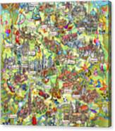 Illustrated Map Of Germany Canvas Print