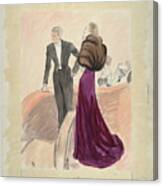 Illustration Of A Woman And Man Dressed Canvas Print