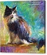 Impressionistic Tuxedo Cat Painting By Canvas Print