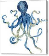 Indigo Ocean Blue Octopus Canvas Print