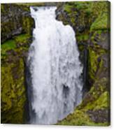 Into The Depths - Waterfall On Iceland's Fimmvorduhals Trail Canvas Print