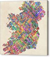 Ireland Eire City Text Map Derry Version Canvas Print