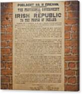 Irish Republic 1916 Proclamation Of Independence Canvas Print