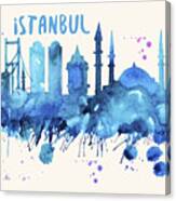Istanbul Skyline Watercolor Poster - Cityscape Painting Artwork Canvas Print