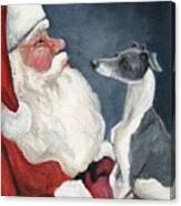 Italian Greyhound And Santa Canvas Print