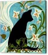 Jasmine On My Mind - Black Cat In Window Canvas Print