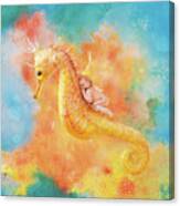 Jessabella Riding A Seahorse Canvas Print