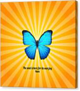 Joyful Butterfly With Quote By Rumi Canvas Print