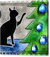 Just Counting Balls - Christmas Cat Canvas Print