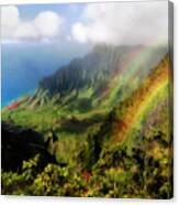 Kalalau Valley Double Rainbows Kauai, Hawaii Canvas Print