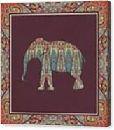 Kashmir Patterned Elephant - Boho Tribal Home Decor Canvas Print