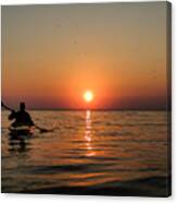Kayak At Sunset Canvas Print