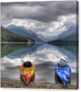 Kayaks On Bowman Lake Canvas Print