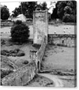 Kells Priory Outer Wall Gatehouse And Fortified Tower County Kilkenny Ireland Black And White Canvas Print