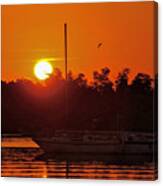 Key West Sailboat Silhouette Sunrise Canvas Print