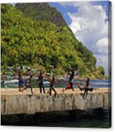 Kids Jumping- St Lucia Canvas Print