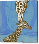 Kissing - Giraffe Stylised Pop Art Poster Canvas Print