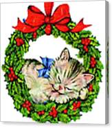 Kitten In A Christmas Wreath Canvas Print