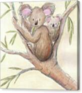 Koala Bear Mom And Baby Canvas Print