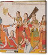 Krishna Welcoming Sudama From A Bhagavata Purna Canvas Print