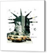 Lady Liberty And The Yellow Cabs Canvas Print
