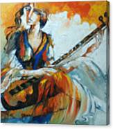 Lady Playing Sitar Canvas Print