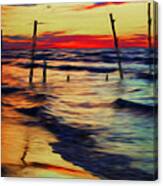 Lake Huron Sunset Across Borders Canvas Print