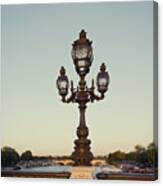 Lamp Post On The River Seine In Paris Canvas Print
