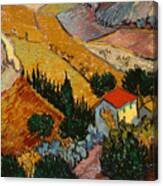 Landscape With House And Ploughman Canvas Print