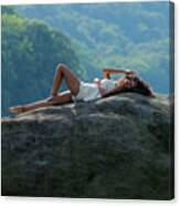 Laying On Top Of The Boulder Canvas Print