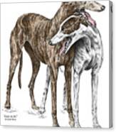 Lean On Me - Greyhound Dogs Print Color Tinted Canvas Print