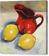 Lemons And Red Creamer Canvas Print