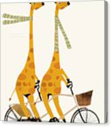 Lets Tandem Giraffes Canvas Print