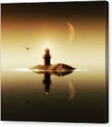 Lighthouse In A Calm Sea Canvas Print