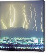 Lightning Over Phoenix Arizona Panorama Canvas Print