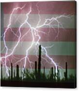 Lightning Storm In The Usa Desert Flag Background Canvas Print