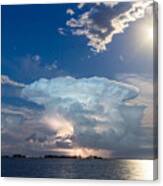 Lightning Thunderstorm Cell And Moon Canvas Print