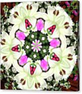 Lily Carnation And Daisy Kaleidoscope Mandala Canvas Print