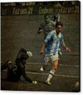 Lionel Messi Breaking Raphael Cabrals Ankles Canvas Print