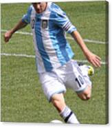 Lionel Messi Kicking Canvas Print