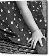 Little Girl Hand Polka Dot Dress Canvas Print