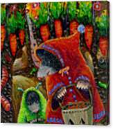 Little Red Riding Mole And Little Green Monster Mole Canvas Print