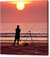 Llangennith Fishing At Sundown Canvas Print