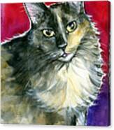 Lola - Long Haired Fluffy Cat Portrait Canvas Print