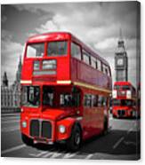 London Red Buses On Westminster Bridge Canvas Print