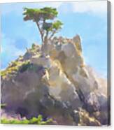 Lone Cypress Painting Canvas Print