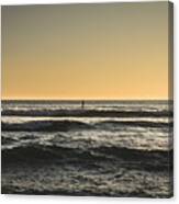 Lone Paddler At Sunset Canvas Print