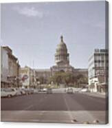 Looking Up Congress Avenue To The State Capitol In Downtown Austin Canvas Print