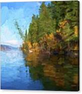 Loon Lake Autumn Oil Painting Canvas Print